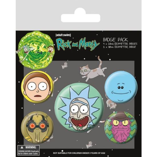 Obrázek Sada placek Rick and Morty - Hlavy, 5 ks