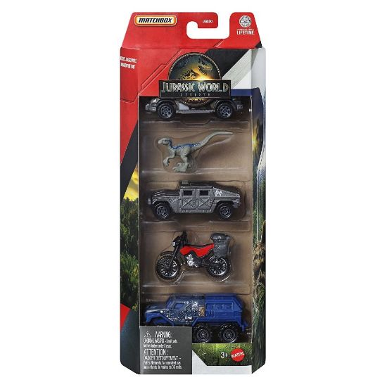 Obrázek Matchbox Jurský svět 4ks angličák a dinosaurus asst