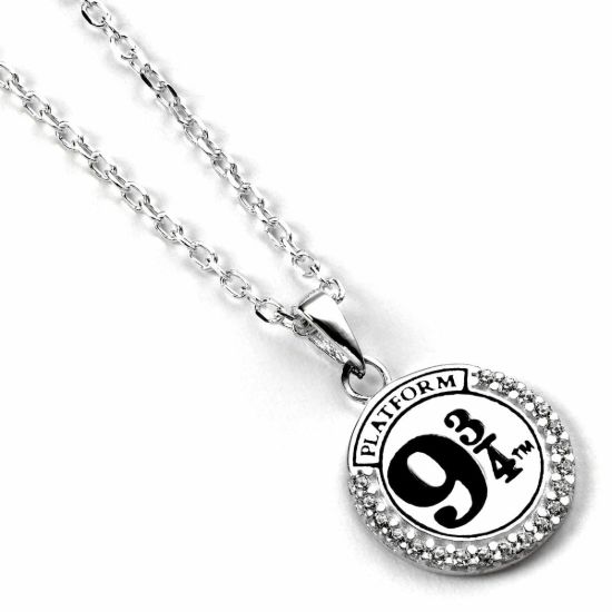 Obrázek Stříbrný náhrdelník Harry Potter - Nástupiště 9 a 3/4 s krystaly (Ag 925)