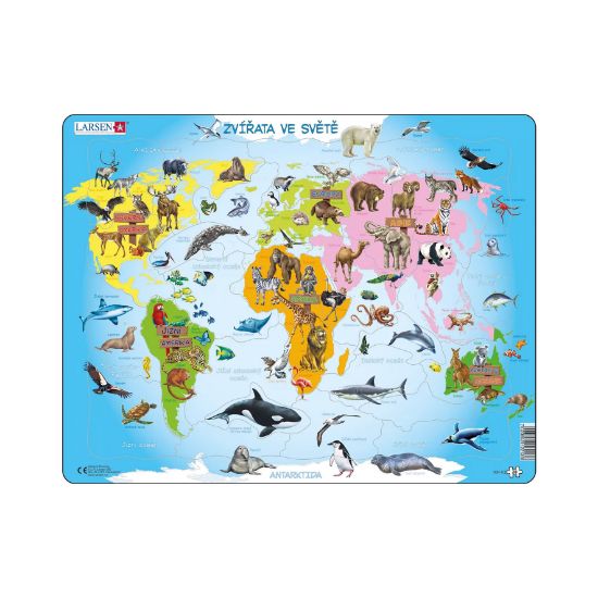 Obrázek ZVÍŘATA VE SVĚTĚ 28 d. EDU deskové puzzle