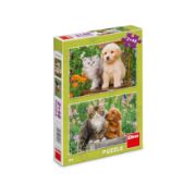 Obrázek Puzzle Pejsek a kočička na zahradě 2x48 dílků